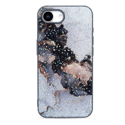 Apple iPhone 16e Hoesje - Grijs - Marmer Diamant Glitter Back Cover