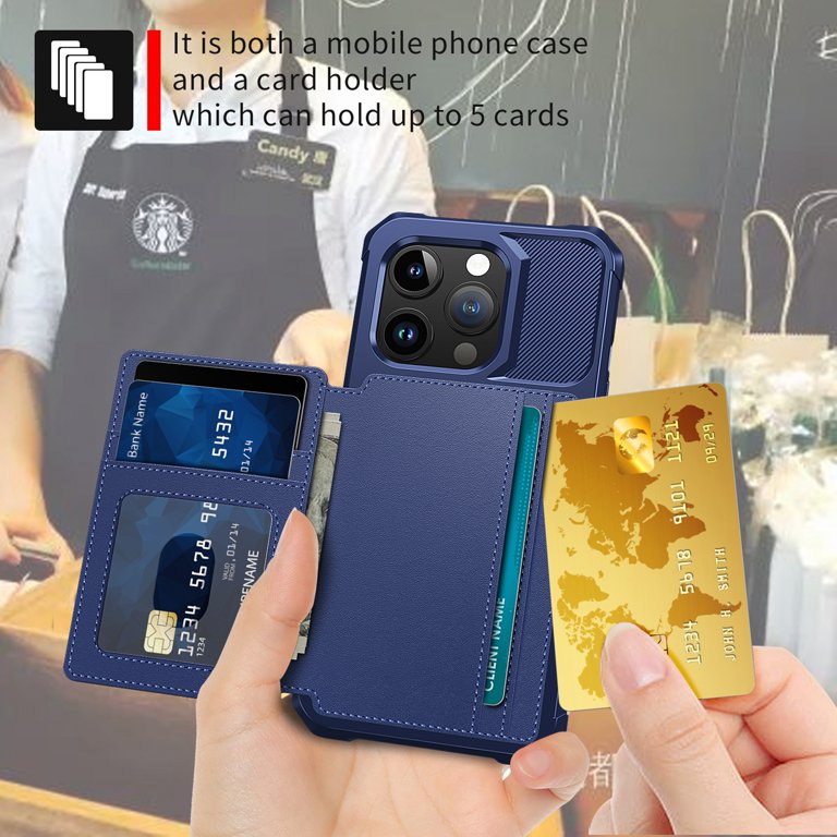 Apple iPhone 15 Pro Hoesje - Blauw - Back Cover met Pasjeshouder