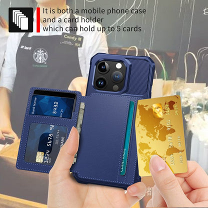 Apple iPhone 15 Pro Hoesje - Blauw - Back Cover met Pasjeshouder