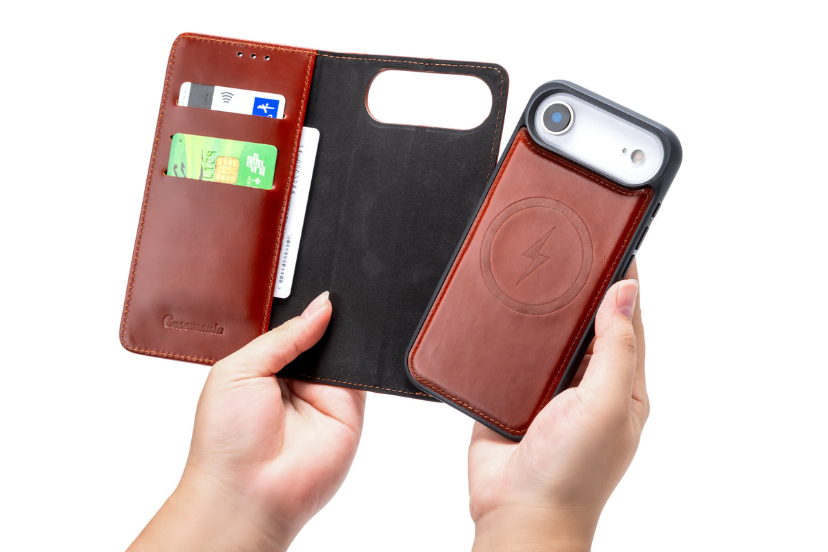 Apple iPhone Air Hoesje - Chestnut Brown - Echt Leren MagSafe Bookcase