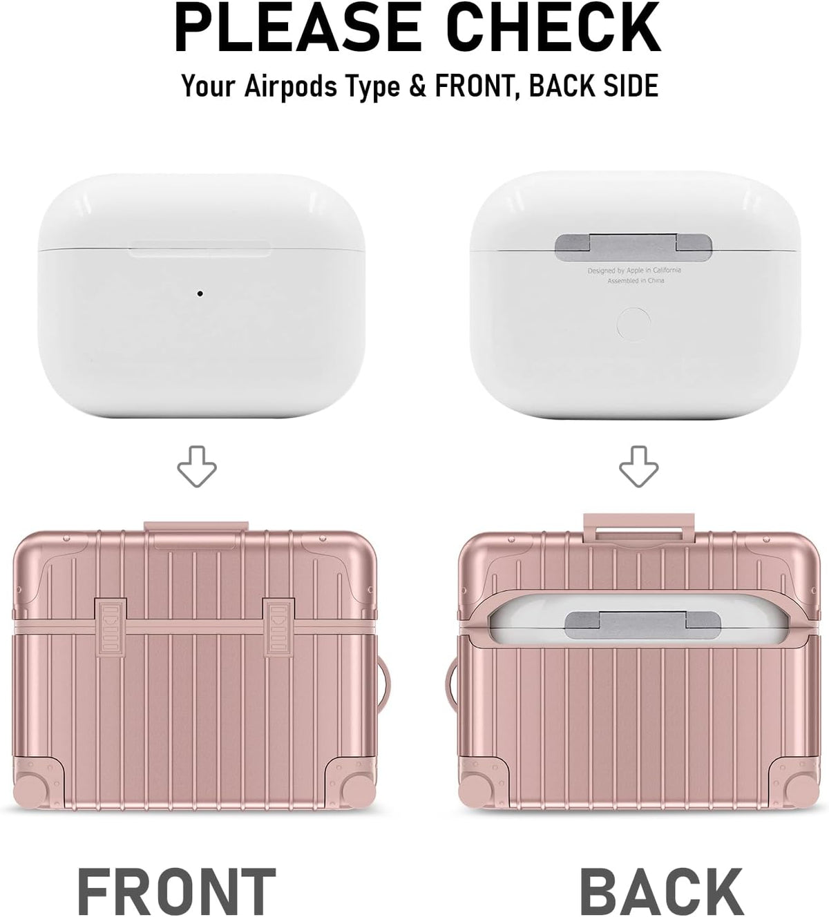 Apple AirPods Pro 2 / Pro Case - Koffer Suit Case with Stickers - Rose Gold