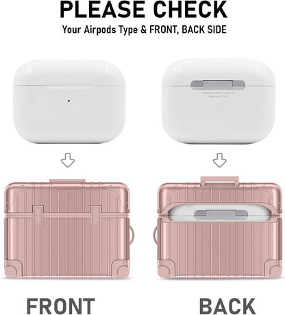 Apple AirPods Pro 2 / Pro Case - Koffer Suit Case with Stickers - Rose Gold