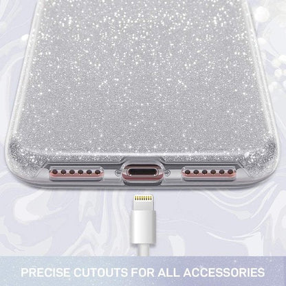 Apple iPhone 7 Hoesje - Zilver - Glitter Back Cover