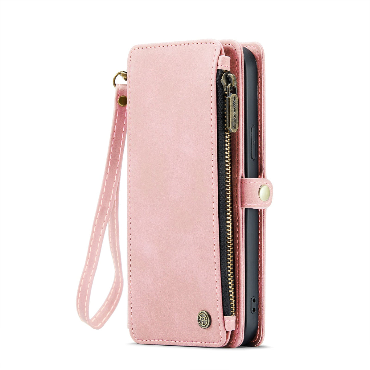 Apple iPhone 15 Pro Hoesje - Pale Pink - Luxe MagSafe Bookcase met Rits en Telefoonkoord