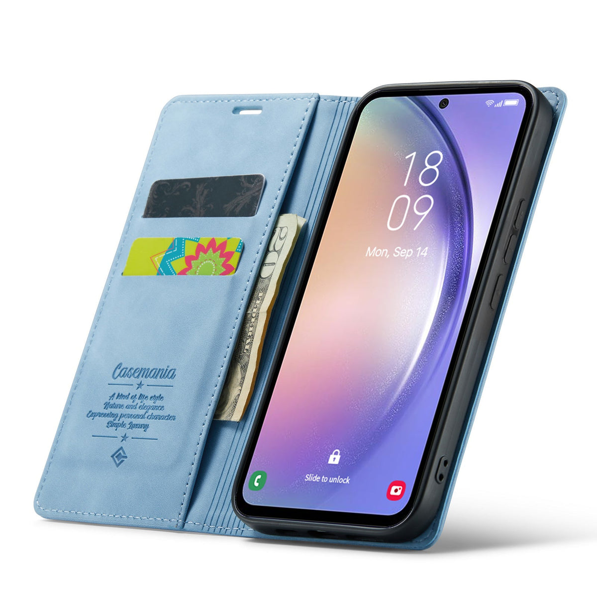 Samsung Galaxy A14 4G Hoesje - Sky Blue - Dunne Bookcase