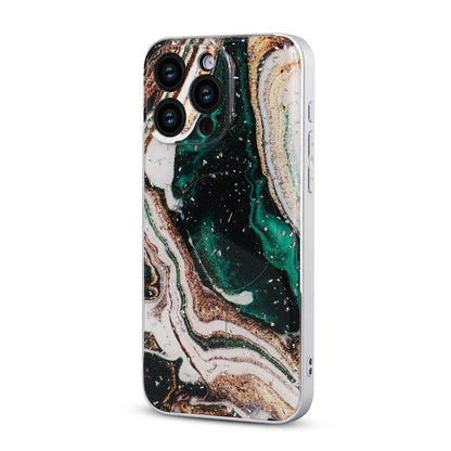 Apple iPhone 15 Pro Case - Green - Marble Glitter MagSafe Back Cover