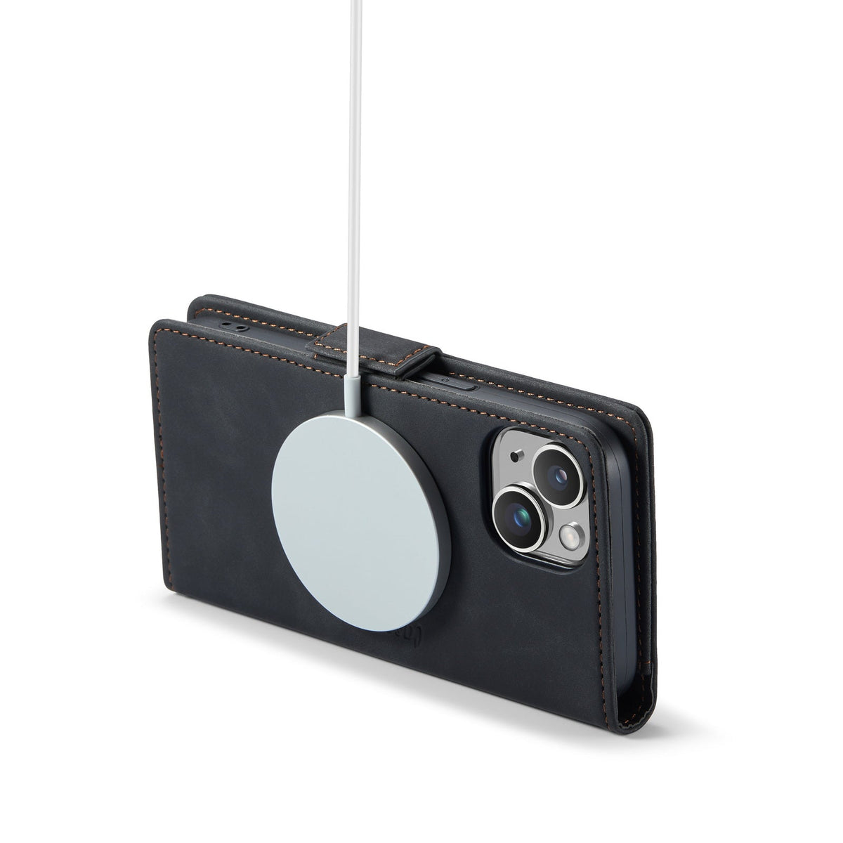 Apple iPhone 15 Hoesje - Charcoal Gray - Portemonnee MagSafe Bookcase