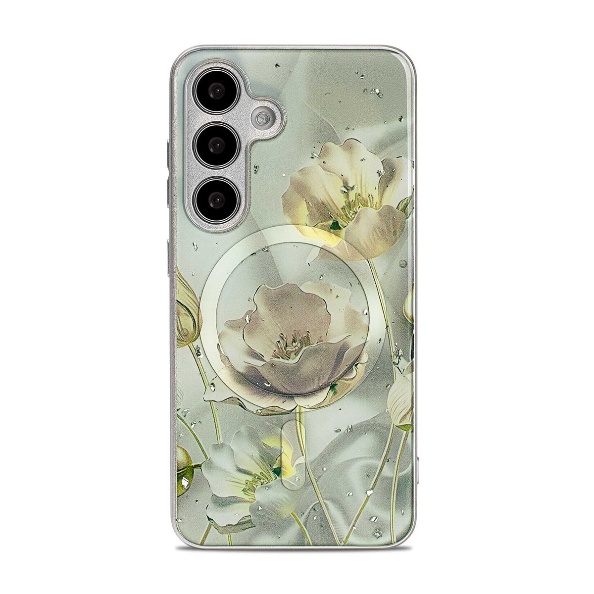 Samsung Galaxy S24 Hoesje - Groen - Siliconen Marmer MagSafe Back Cover