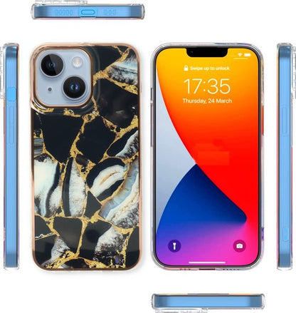 Apple iPhone 14 Plus Case - Black - Silicone Marble Back Cover