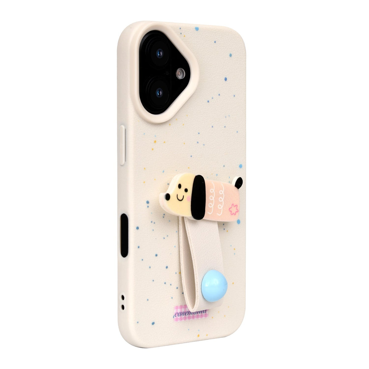 Apple iPhone 16 Hülle - Beige Welpe - Silikon Backcover mit Fingerhalter