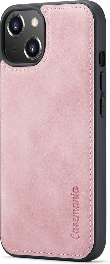 Apple iPhone 13 Hoesje - Pale Pink - Luxe 2 in 1 Bookcase met 10 Kaart Vakken en Polskoord