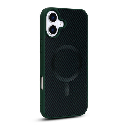 Apple iPhone 16 Hülle - Grün - Carbon-MagSafe-Backcover