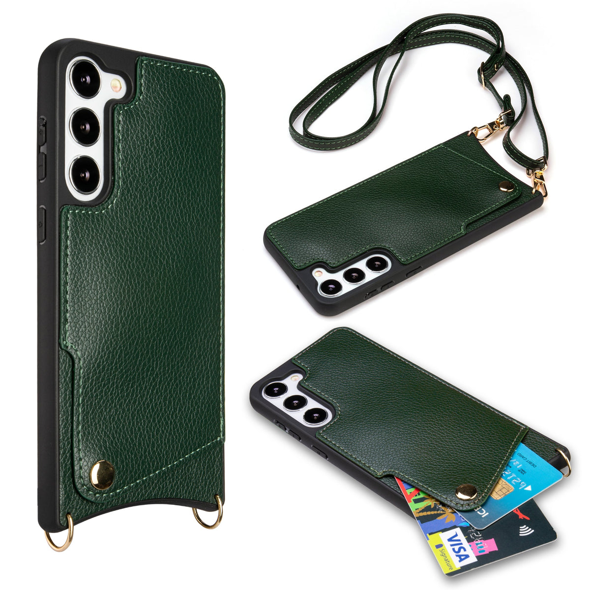 Samsung Galaxy S23 Hoesje - Groen - Back Cover met Pols Bandje