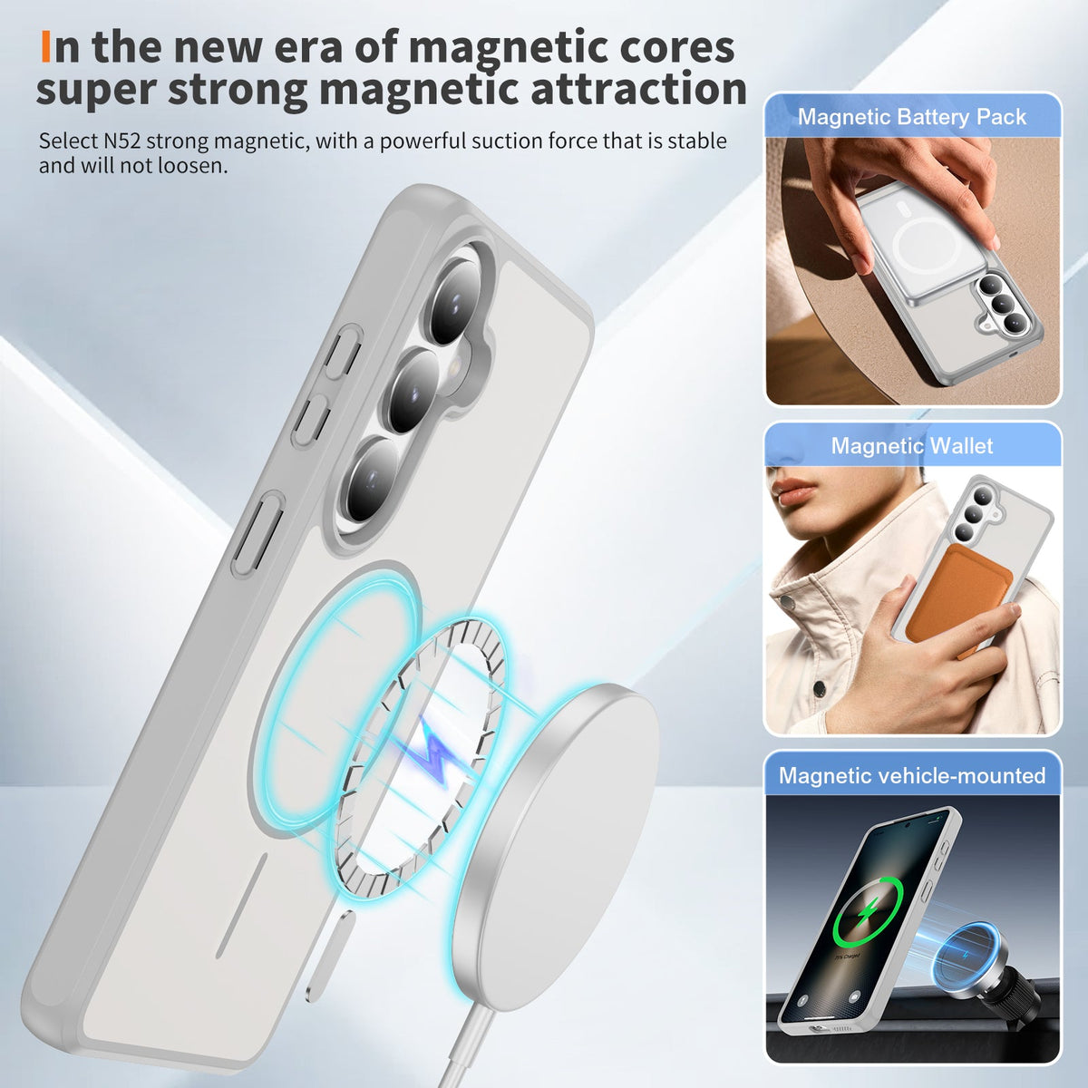 Samsung Galaxy A57 Hoesje - Grijs - Minimalistische Matte Siliconen MagSafe Back Cover