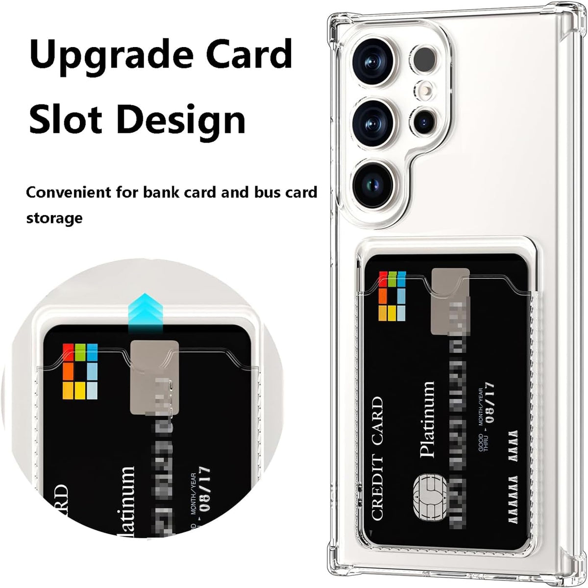 Samsung Galaxy S25 Ultra Hoesje - Transparant met Kaarthouder - Anti-Shock Back Cover met Pasjeshouder