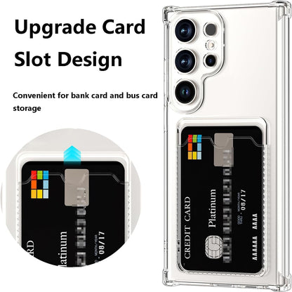 Samsung Galaxy S25 Ultra Hoesje - Transparant met Kaarthouder - Anti-Shock Back Cover met Pasjeshouder