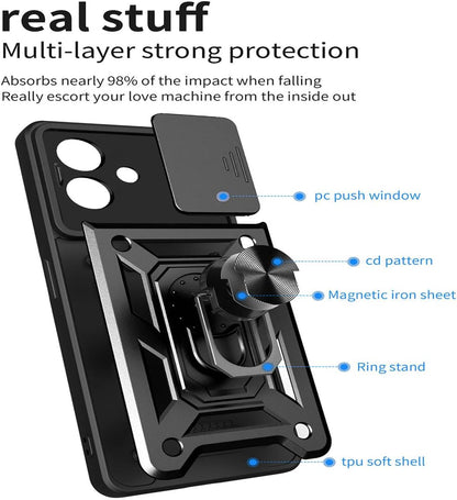 Oppo A60 Hülle - Schwarz - Armor-Ständer-Backcover