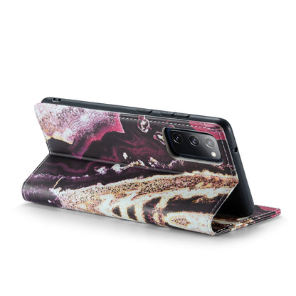 Samsung Galaxy S21 FE Hoesje - Magenta Eudialyte - Marmer Portemonnee Bookcase