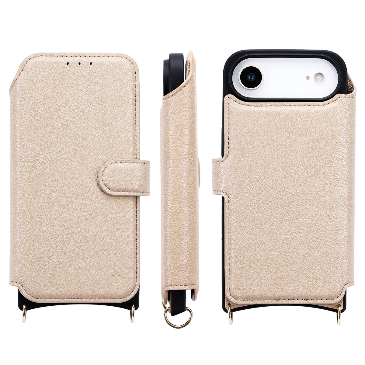 Apple iPhone Air Hoesje - Beige - 'Amsterdam' Magnetische Wallet Case met Pasjeshouders en