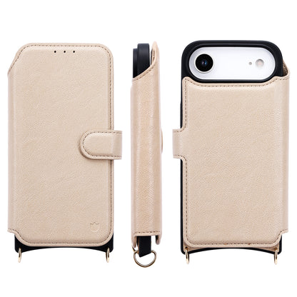 Apple iPhone Air Hoesje - Beige - 'Amsterdam' Magnetische Wallet Case met Pasjeshouders en