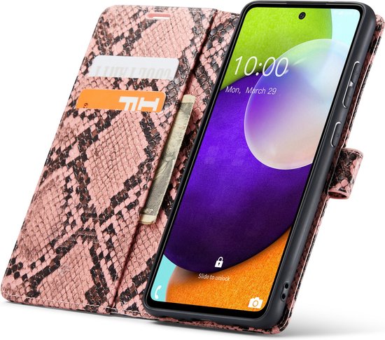 Samsung Galaxy A52 / A52S Hoesje - Roze - Slangen Bookcase