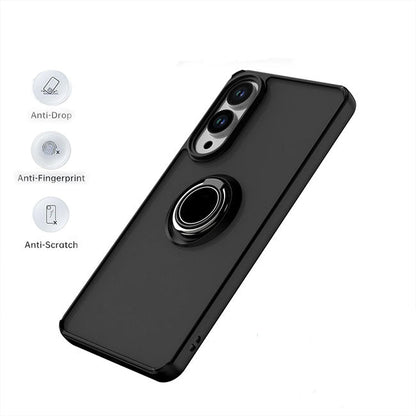 Samsung Galaxy S25 Edge Hoesje - Zwart - Kickstand Ring Back Cover