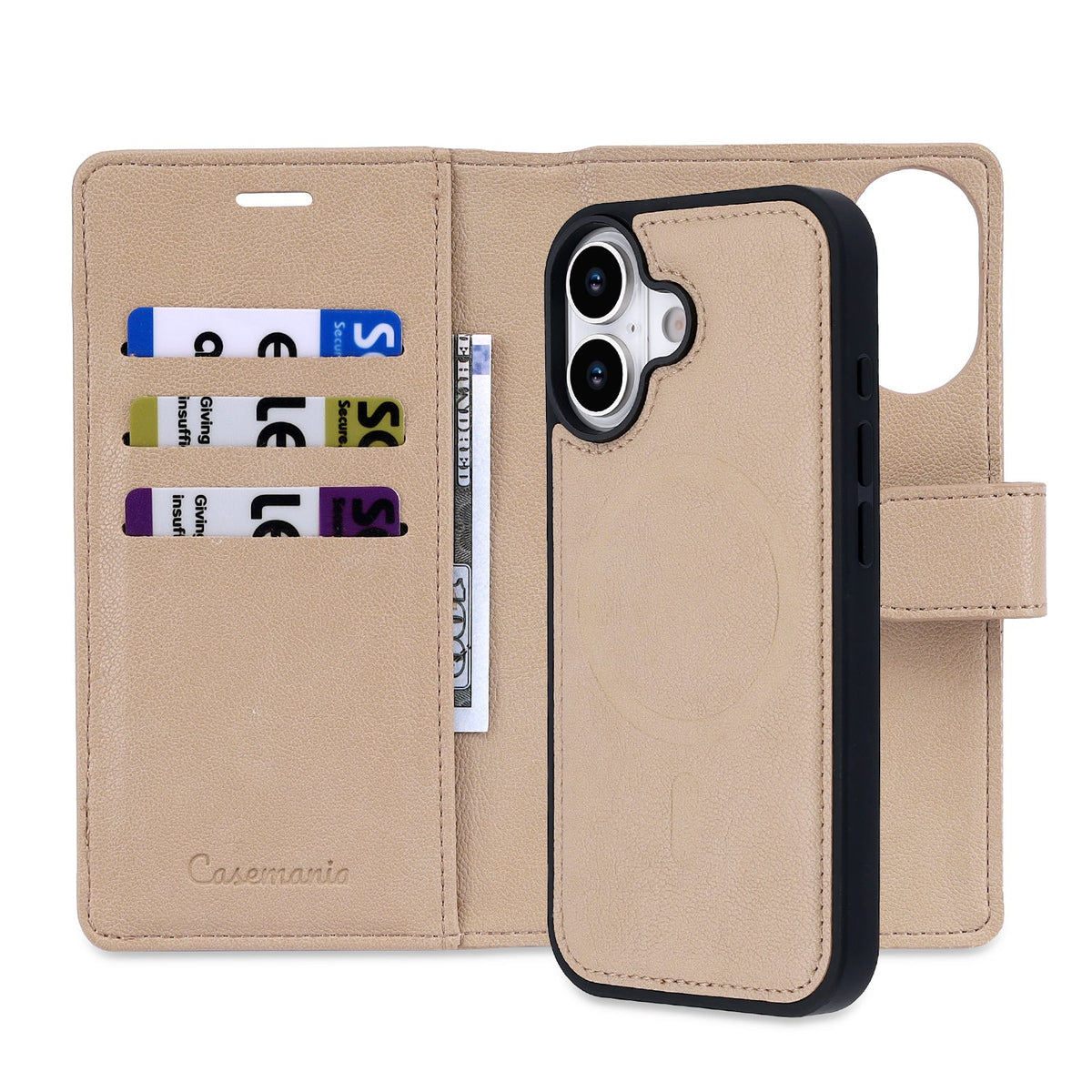iPhone 17 Hülle - Soft Beige - 2-in-1 Lederoptik Bookcase