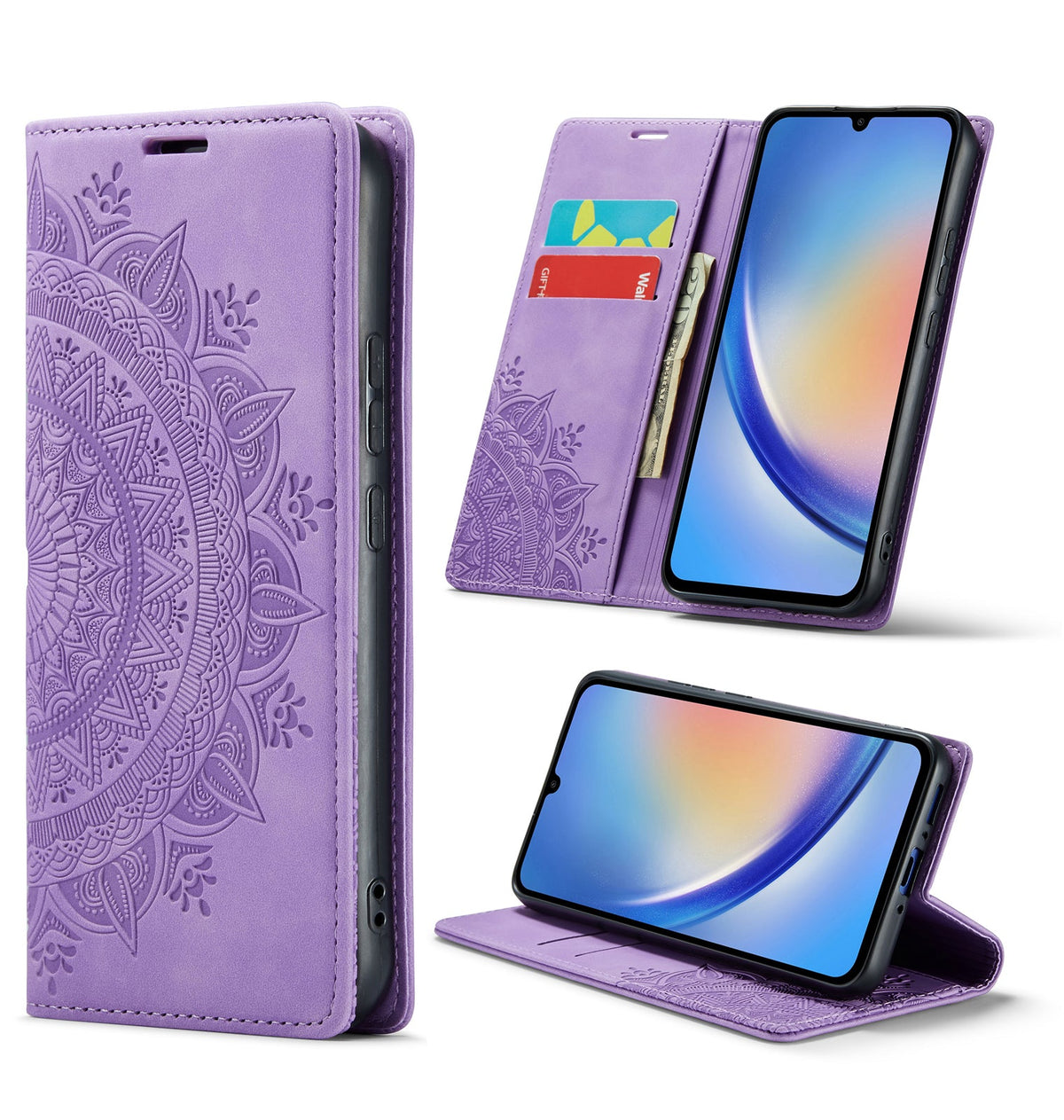 Étui Samsung Galaxy A25 - Lila vif - Mandala Bookcase fin