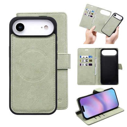 Apple iPhone Air Hülle - Matcha Green - 2-in-1 Lederoptik MagSafe Klapphülle mit Kartenfach