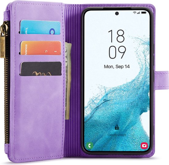 Samsung Galaxy S22 Plus Hoesje - Bright Lila - Luxe Bookcase met Rits