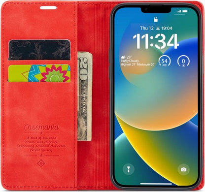 Apple iPhone 14 Plus Hoesje - Crimson Red - Dunne Bookcase