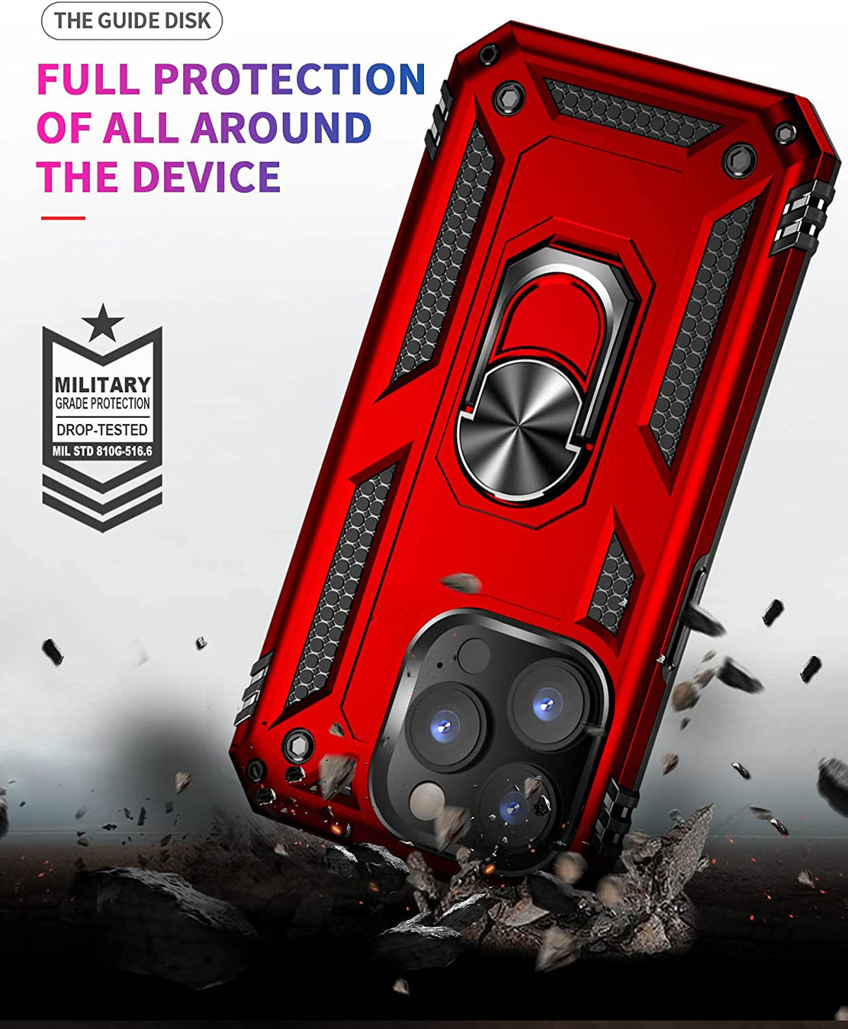 Apple iPhone 15 Pro Max Hoesje - Rood - Armor Kickstand Back Cover