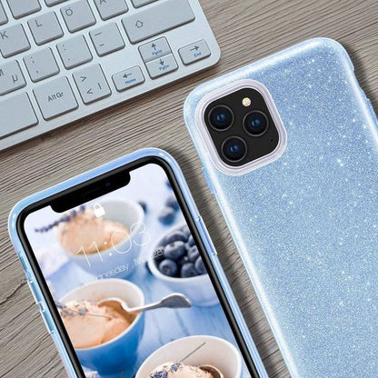 Apple iPhone 12 Hoesje - Blauw - Glitter Back Cover
