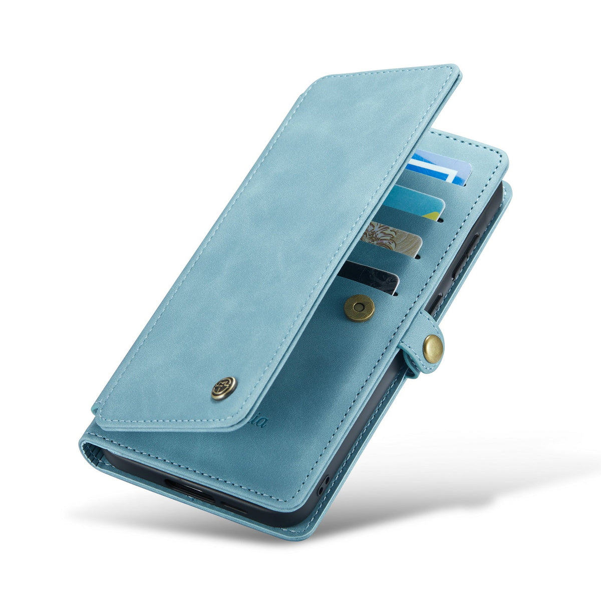 Samsung Galaxy A57 Hoesje - Aqua Blue - 2 in 1 Bookcase met 10 Kaart Vakken