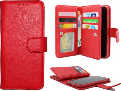 Samsung Galaxy S9 Hoesje - Rood - 2 in 1 Bookcase met 10 Kaart Vakken