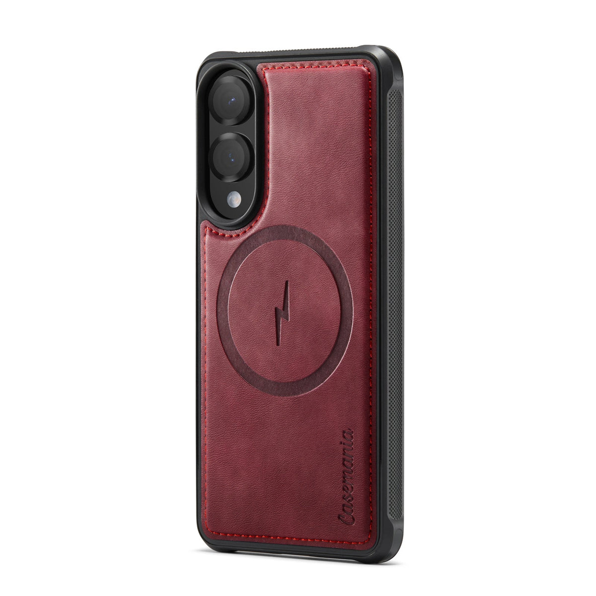 Samsung Galaxy S25 Edge Case - Burgundy Red - Faux Leather MagSafe Back Cover