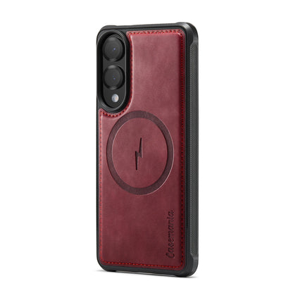 Samsung Galaxy S25 Edge Case - Burgundy Red - Faux Leather MagSafe Back Cover