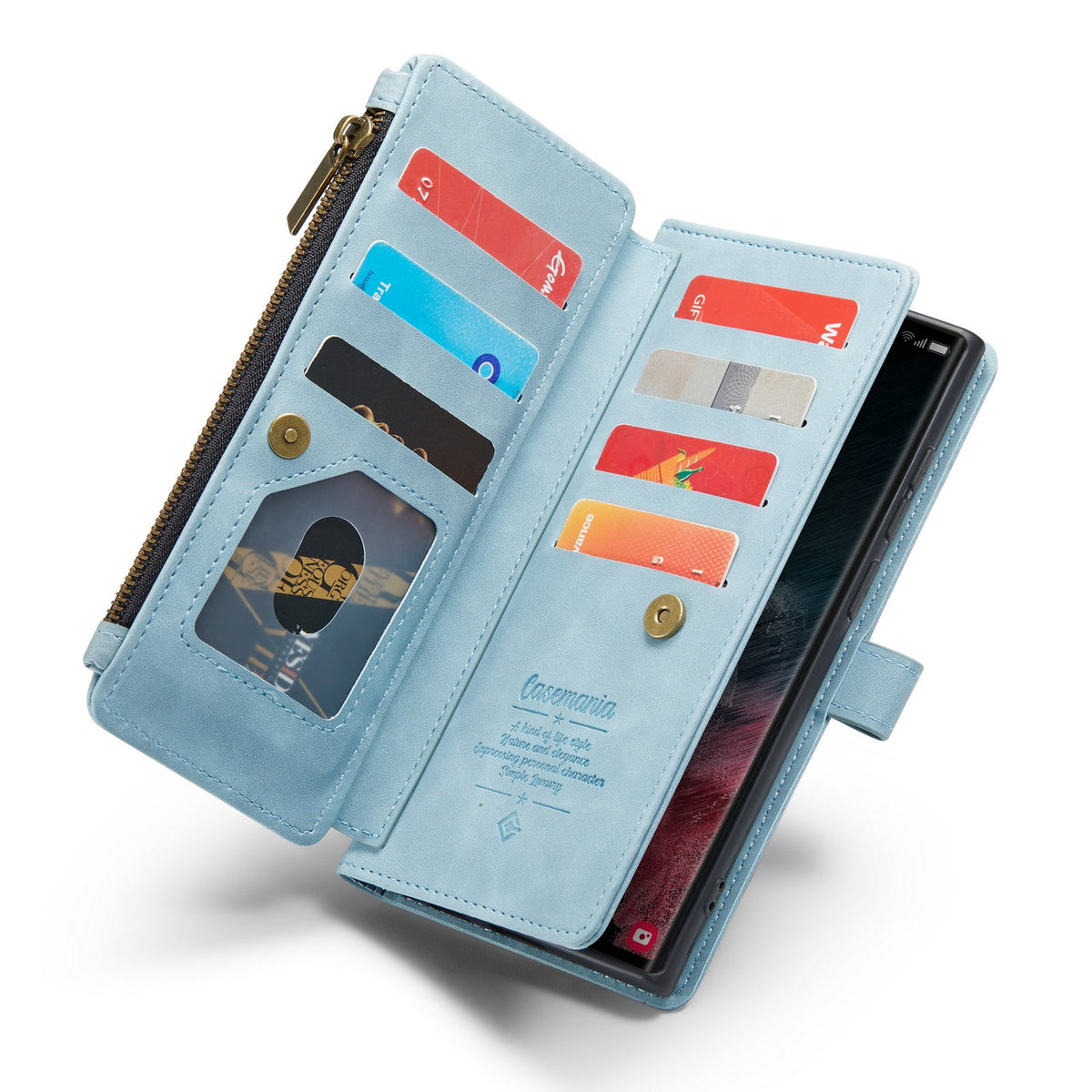 Samsung Galaxy S25 Ultra Hoesje - Aqua Blue - Luxe Bookcase met Rits