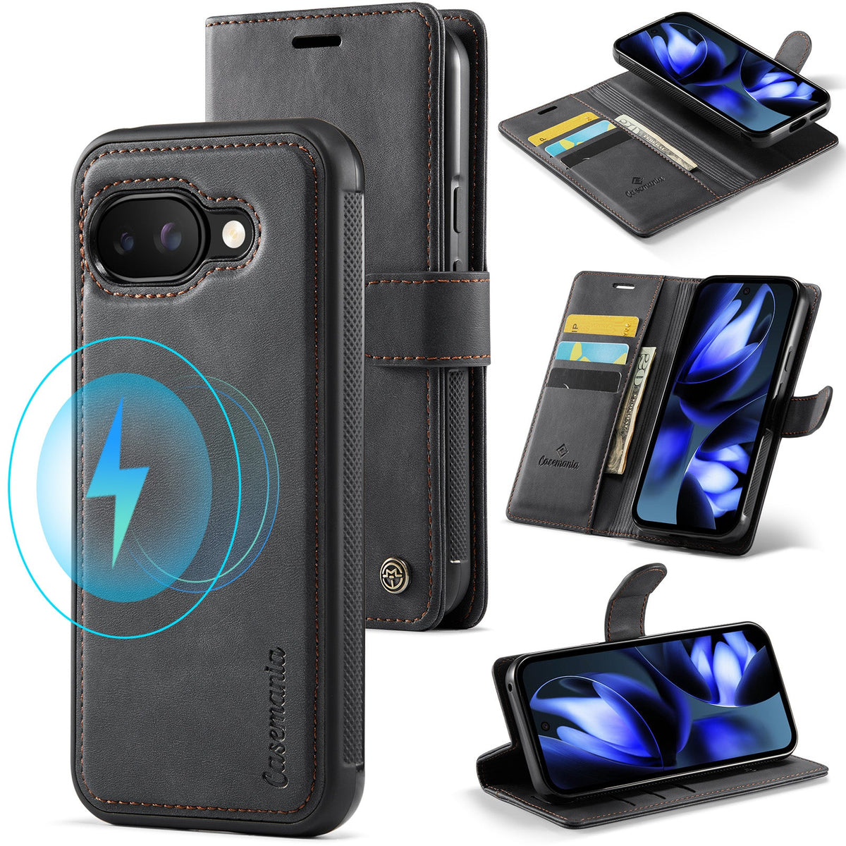 Google Pixel 9a Case - Charcoal Gray - 2-in-1 MagSafe Wallet Case