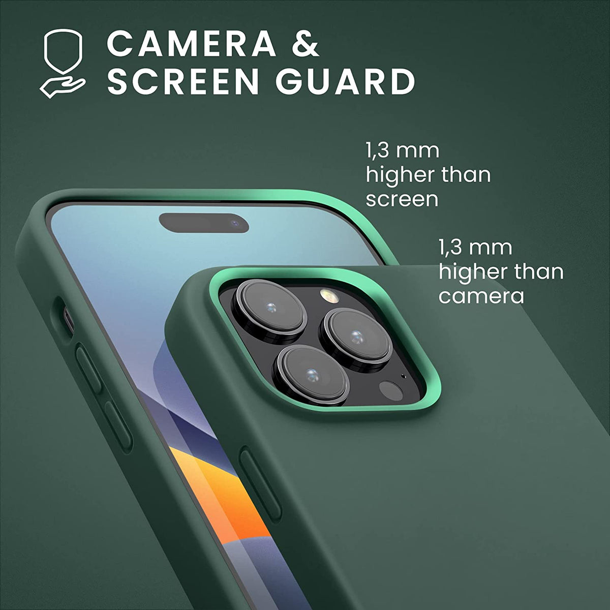 Apple iPhone 14 Pro Max Case - Green - Liquid Silicone Back Cover