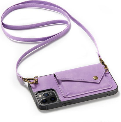Apple iPhone 12 Pro Max Case - Purple - Luxury Back Cover with Phone Strap