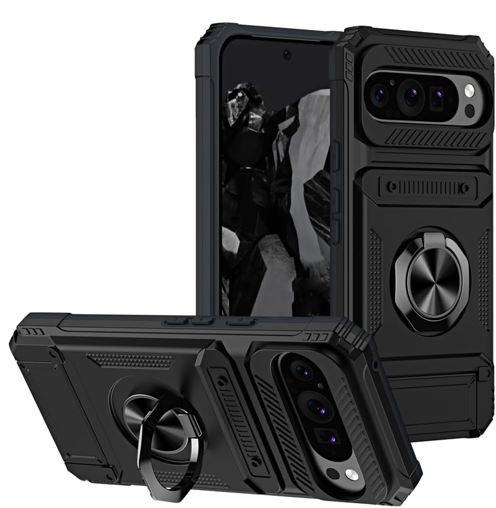 Google Pixel 9 Hoesje - Zwart - Armor Kickstand Back Cover