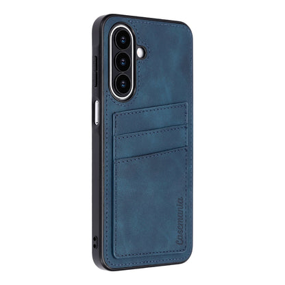Samsung Galaxy A27 Hoesje - Navy Blue - Kunstleren Back Cover met Pasjeshouder