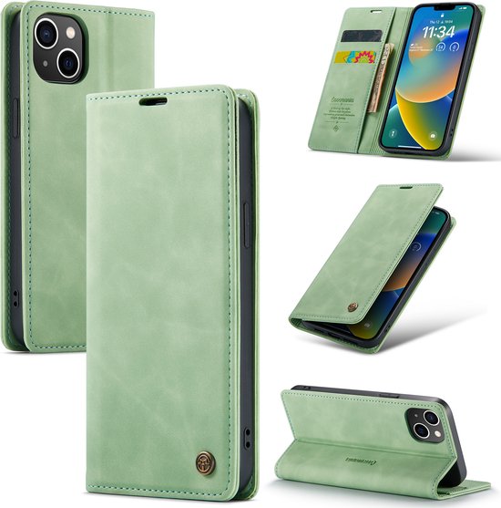 Apple iPhone 14 Hoesje - Pistache Green - Dunne Bookcase