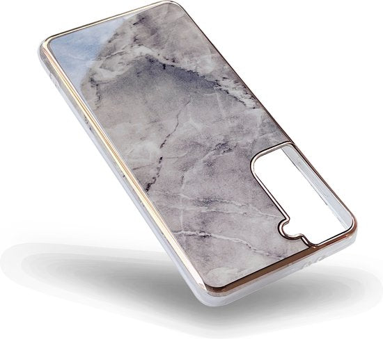 Samsung Galaxy S22 Hoesje - Steen - Siliconen Marmer Back Cover