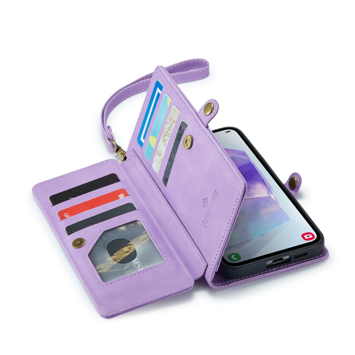 Samsung Galaxy A55 Case - Bright Lila - 2-in-1 Wallet Case with 10 Card Slots
