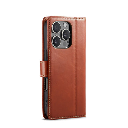 Apple iPhone 16 Pro Hoesje - Bruin - Echt Leren Bookcase
