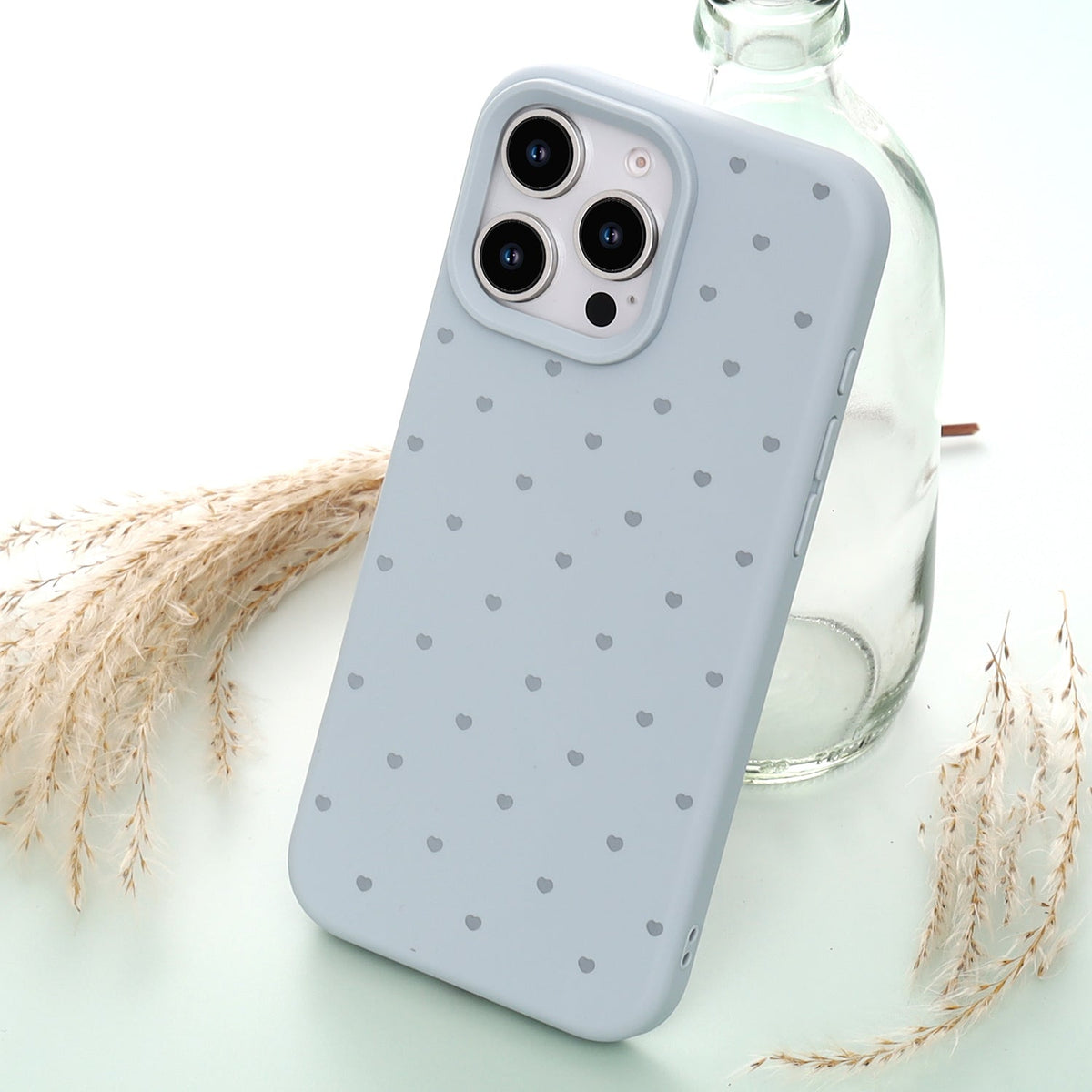 Apple iPhone 16 Pro Hülle - Blau - Herzchen-Backcover