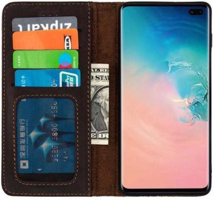 Samsung Galaxy S10 Plus Hoesje - Donker Bruin - Luxe Bookcase