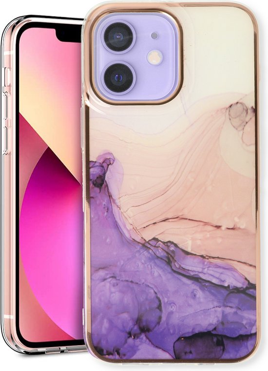 Apple iPhone 11 Case - Purple - Silicone Marble Back Cover